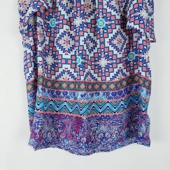 Anthropologie Meadow Rue‎ Flutter Sleeve Blouse Geometric Colorful Boho Print 6 - Picture 6 of 14